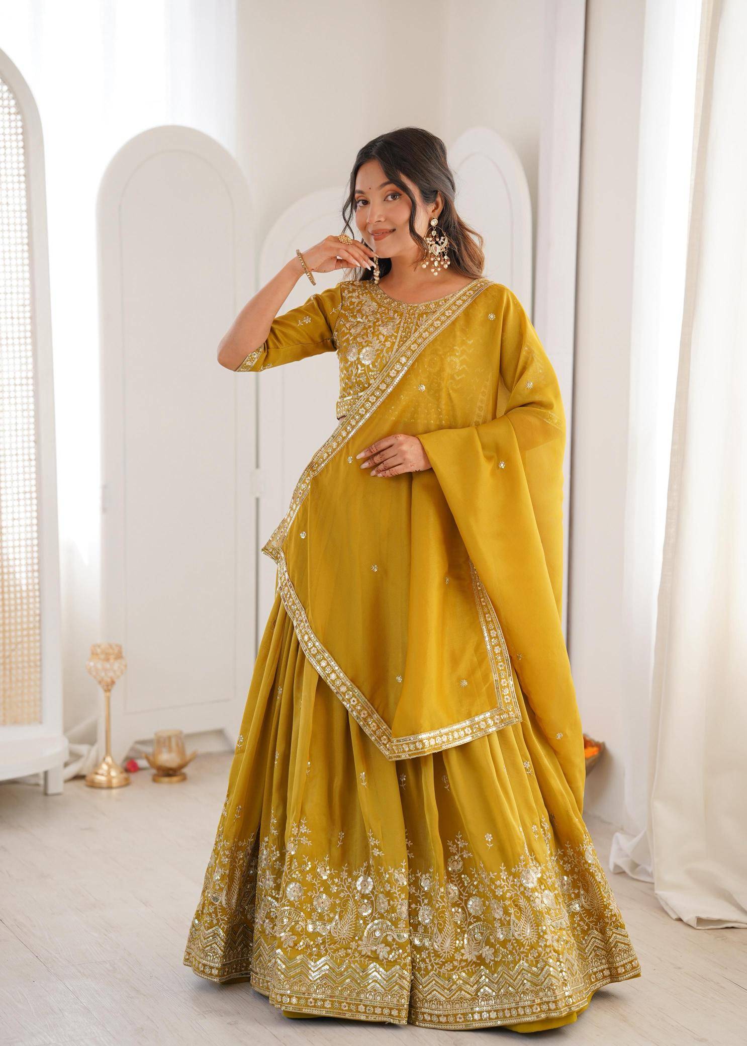 SP 70 Simmer Silk Yellow Latest lehenga choli trends in Pune
